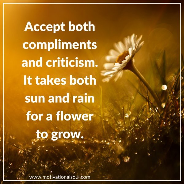 Quote: Accept both compliments and criticism It takes both sun ...