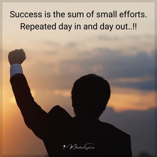 Quote: Success is the sum of small efforts. Repeated day in and day out ...