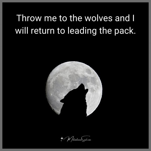 Throw me to the wolves and I will return to leading the pack.