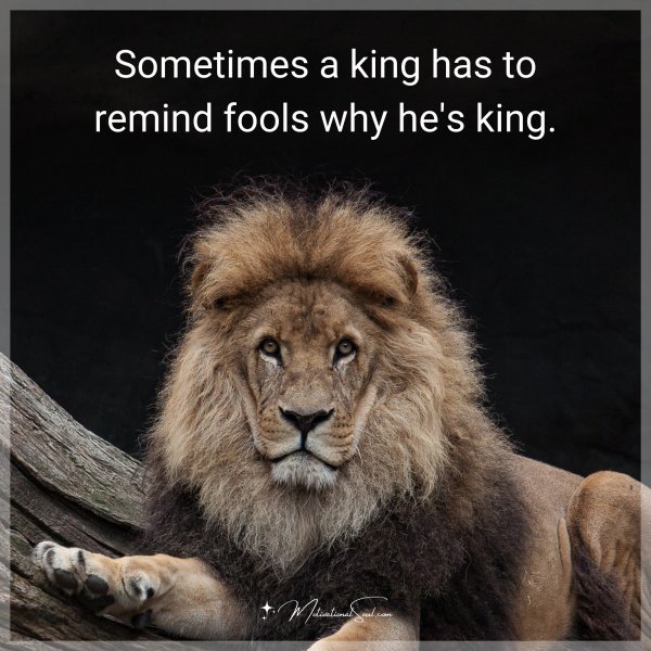 Quote: Sometimes a king has to remind fools why he's king ...