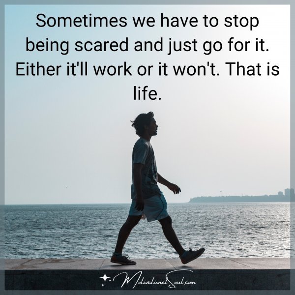 Sometimes we have to stop being scared and just go for it. Either it'll work or it won't. That is life.