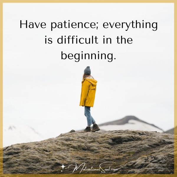 Have patience; everything is difficult in the beginning.