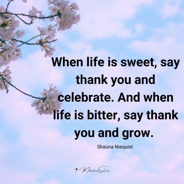 Quote: When life is sweet, say thank you and celebrate. - Motivational Soul