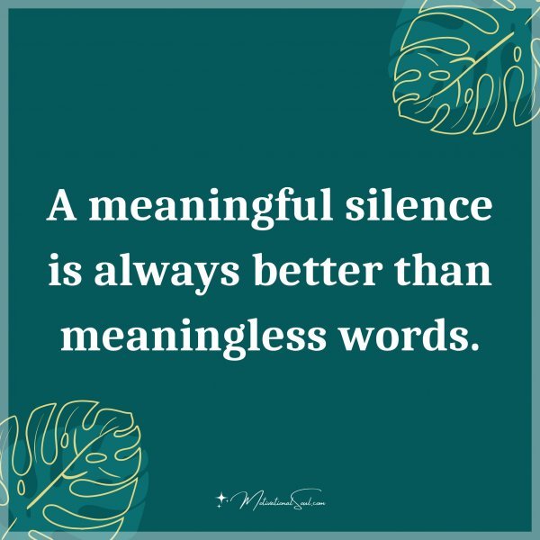 A meaningful silence is always better than meaningless words.