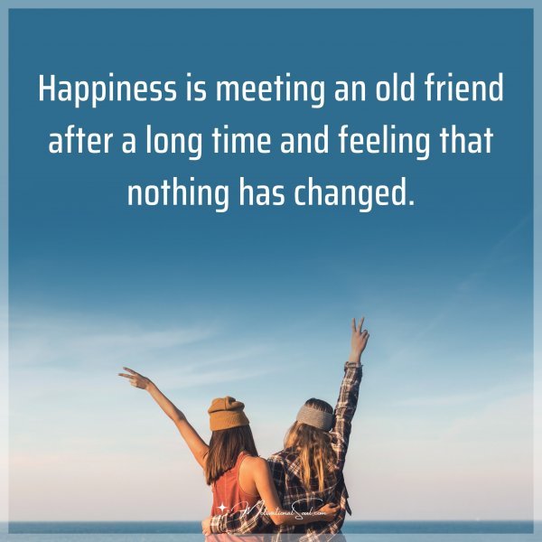 Happiness is meeting an old friend after a long time and feeling that nothing has changed. Type "Yes" if you agree.