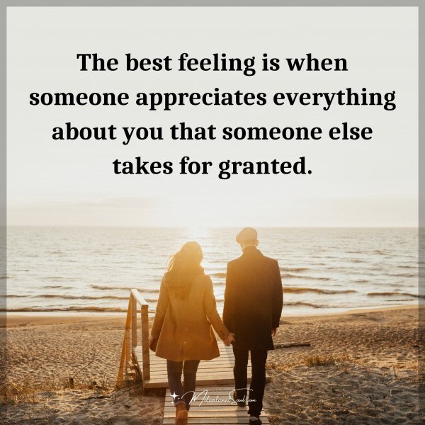 The best feeling is when someone appreciates everything about you that someone else takes for granted.