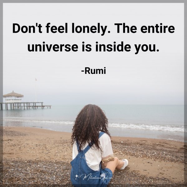 Don't feel lonely. The entire universe is inside you. -Rumi
