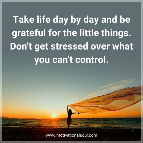 Take life day by day and be grateful for the little things. Don't get stressed over what you can't control.